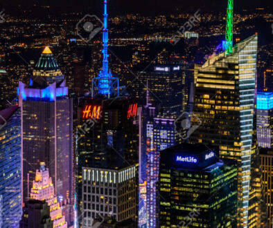 Aerial View of New York City at Night: Illuminating the City That Never Sleeps